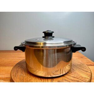 Vintage 4 QT Saladmaster Stainless Steel Stockpot Sauce Pot with Vapo Lid Induct